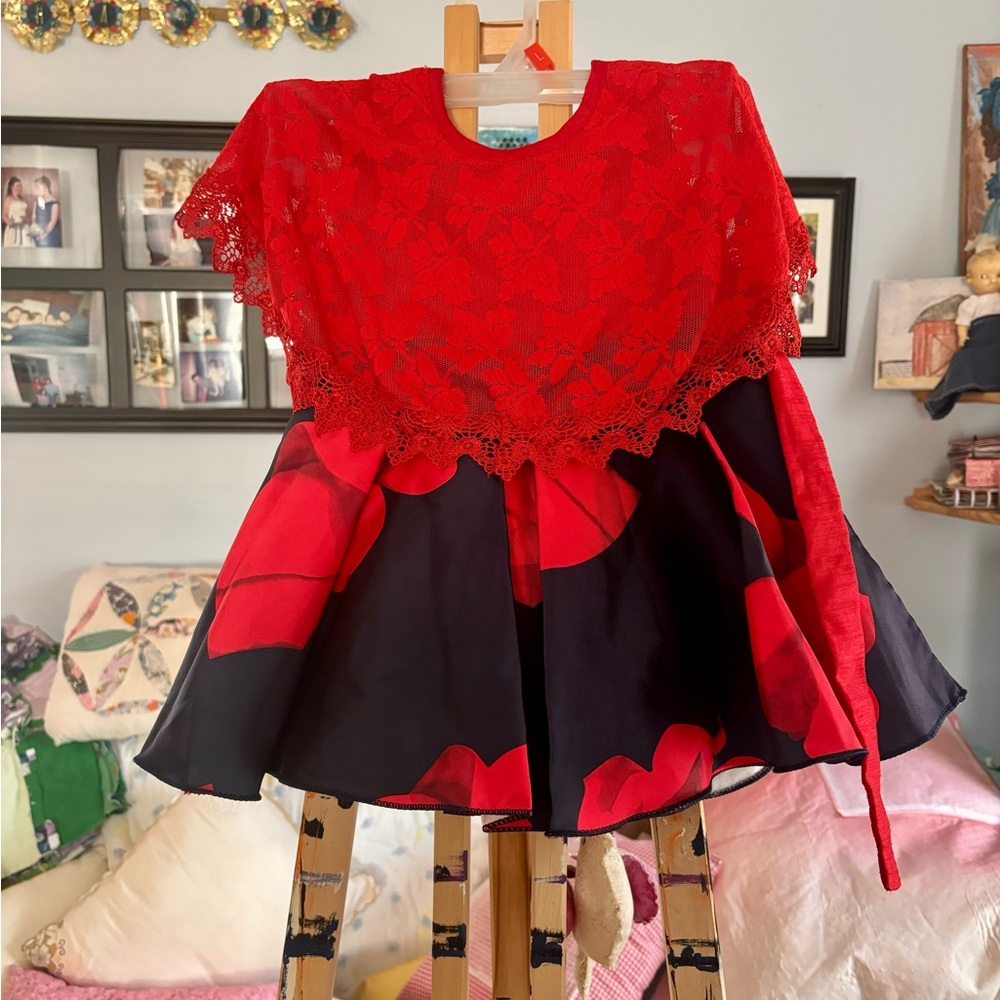 Mori Lee girls red and black party dress. Size 16.
